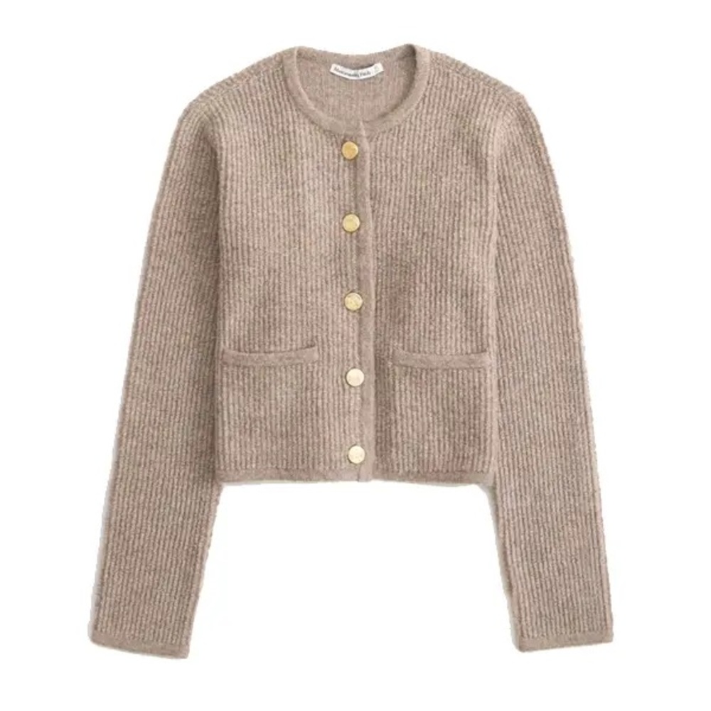 Collarless Sweater Cardigan